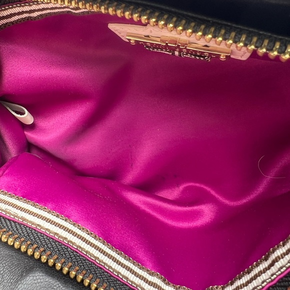 RARE Henri Bendel Orchid Black Leather Clutch - Picture 10 of 12